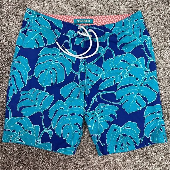 Bonobos Other - Bonobos Swim Trunks‎ Shorts Mens L Blue Tropical Lined Drawstring